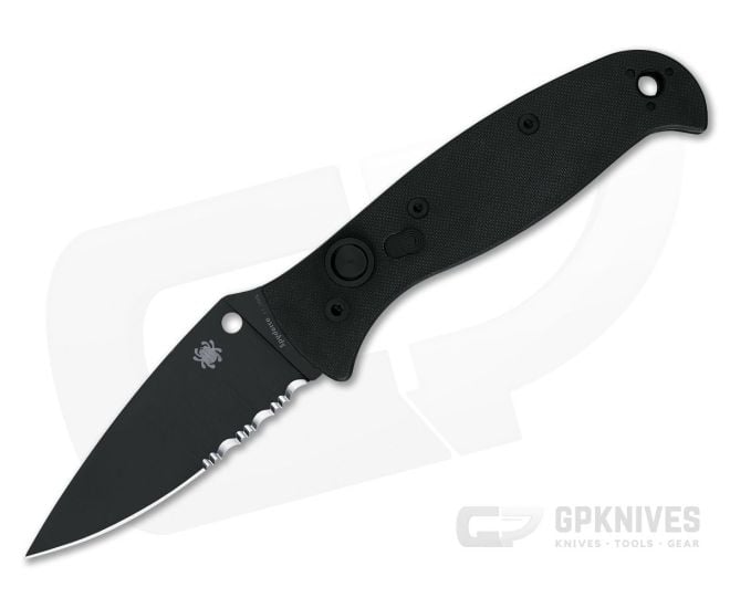 Spyderco Autonomy 2 Black DLC Partially Serrated LC200N Black G10 Automatic Knife C165GPSBBK2 - SP-C165GPSBBK2