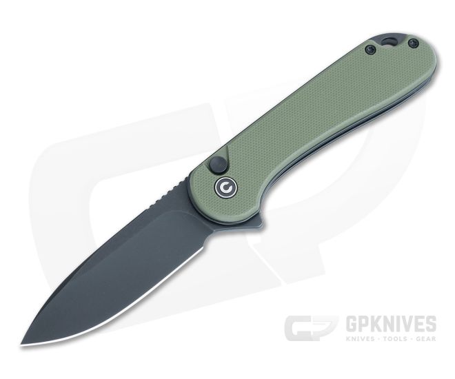 CIVIVI Button Lock Elementum II Flipper OD Green G10 Black Stonewash Nitro-V C18062P-3 - CV-C18062P-3