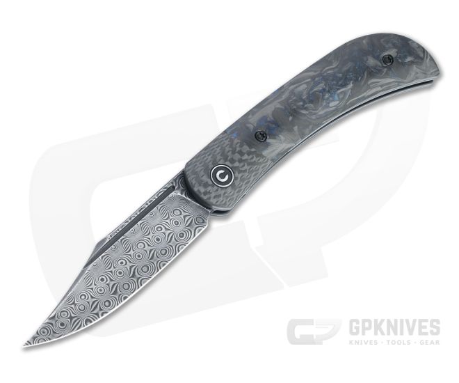 CIVIVI Appalachian Drifter II Black Damascus Blue Carbon Fiber Liner Lock Front Flipper C19010C-DS1 - CV-C19010C-DS1