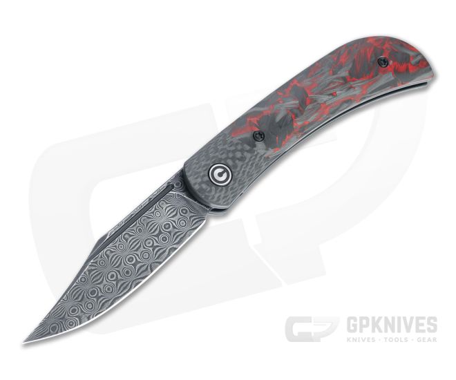 CIVIVI Appalachian Drifter II Black Damascus Red Carbon Fiber Liner Lock Front Flipper C19010C-DS2 - CV-C19010C-DS2