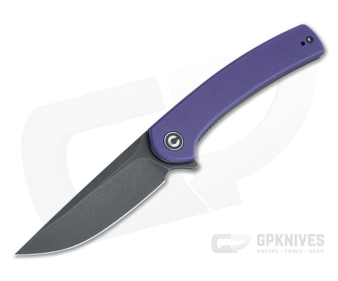 CIVIVI Mini Asticus Black Stonewashed Stainless Purple G10 Liner Lock Flipper C19026B-4 - CV-C19026B-4
