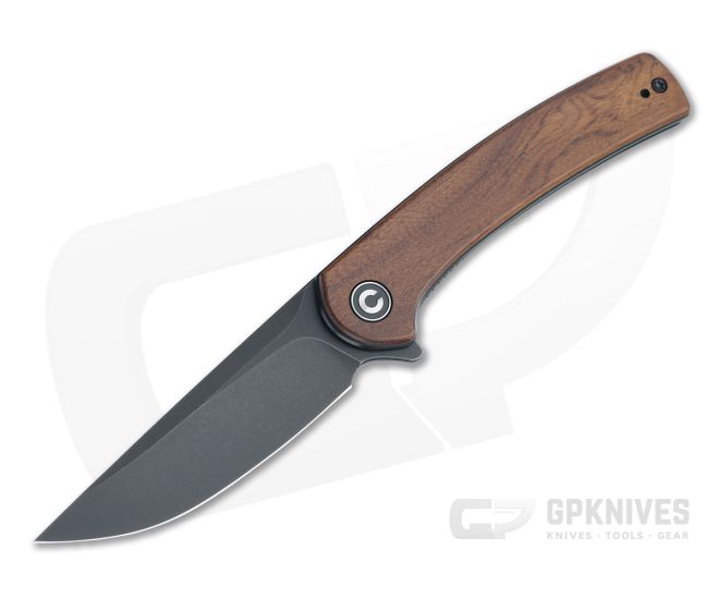CIVIVI Mini Asticus Black Stonewashed Stainless Cuibourtia Wood Liner Lock Flipper C19026B-5 - CV-C19026B-5