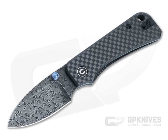 CIVIVI Baby Banter Carbon Fiber/G10 Handles Black Hand Rubbed Damascus Blade C19068S-DS1 - CV-C19068S-DS1