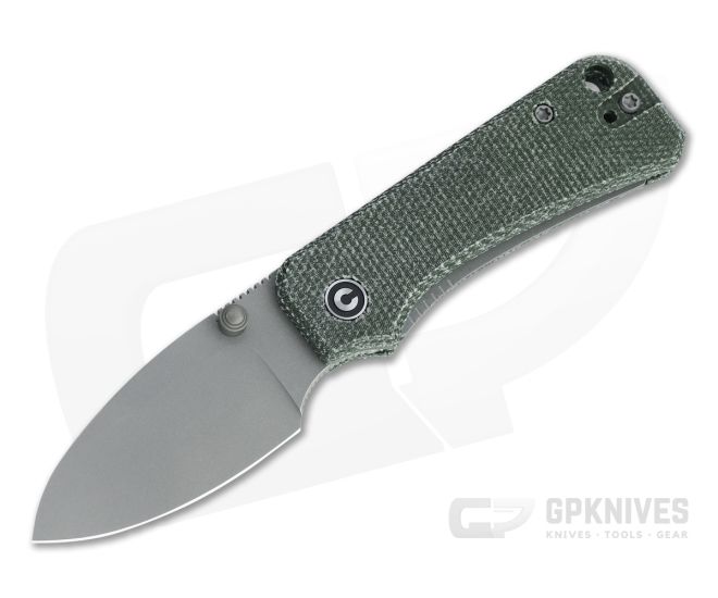 CIVIVI Baby Banter Gray Stonewashed Nitro-V Green Micarta Liner Lock Folder C19068SB-1 - CV-C19068SB-1