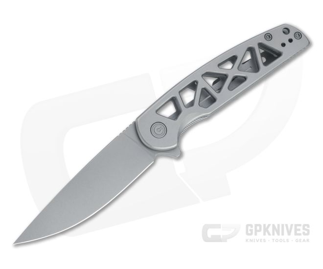 CIVIVI Perf Stonewashed Nitro-V Gray Milled Stainless Steel Frame Lock Flipper C20006-A - CV-C20006-A