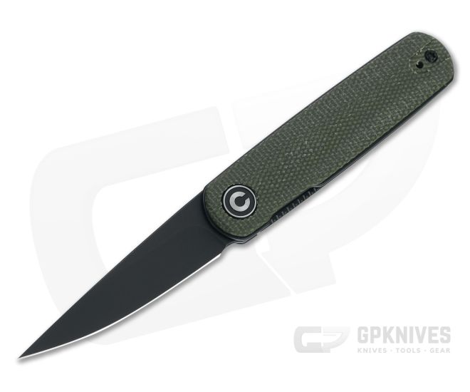 CIVIVI x Lundquist Lumi Black Stonewashed 14C28N Green Micarta Top Flipper C20024-1 - CV-C20024-1
