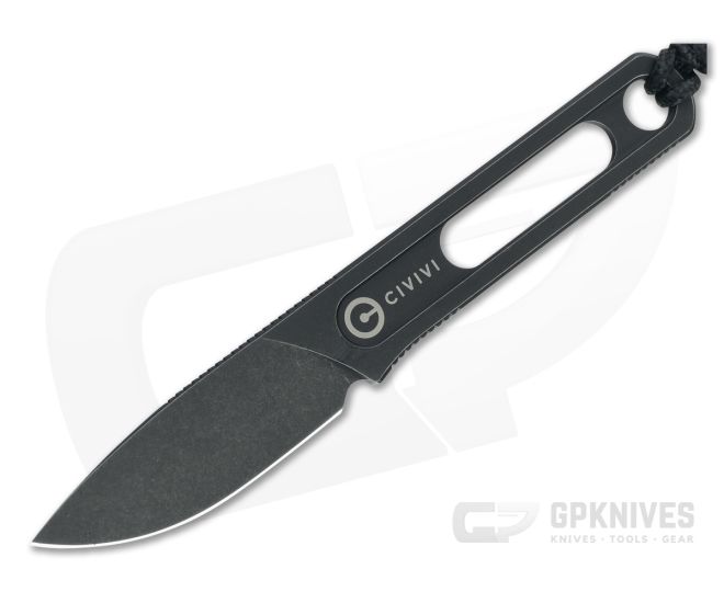 CIVIVI Minimis Ostap Hel Black Stonewashed Stainless Steel Fixed Blade Neck Knife C20026-1 - CV-C20026-1