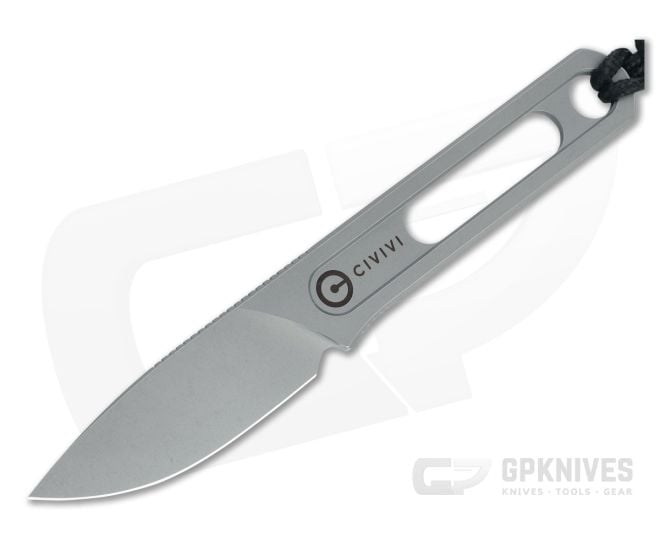 CIVIVI Minimis Ostap Hel Stonewashed Stainless Steel Fixed Blade Neck Knife C20026-2 - CV-C20026-2