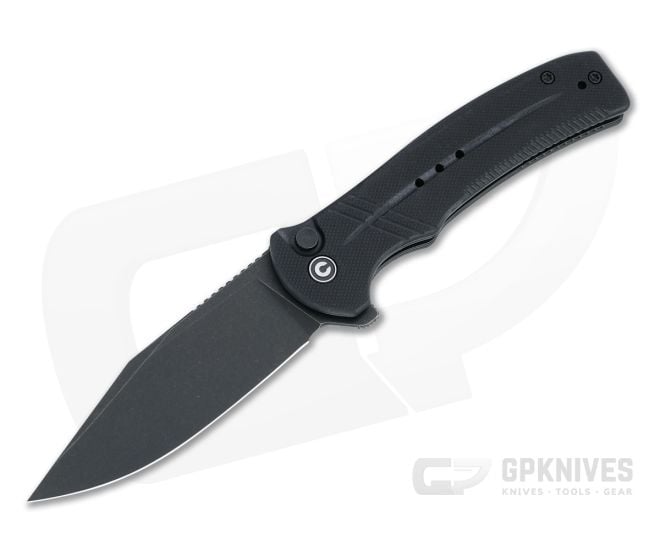 CIVIVI Cogent Button Lock Flipper Black Stonewashed 14C28N Black G10 Folder C20038D-1 - CV-C20038D-1
