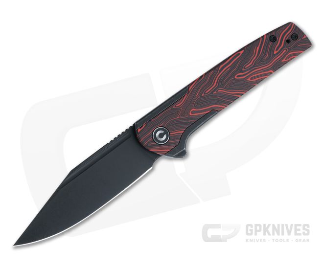 CIVIVI Cachet Flipper Black Stonewashed 14C28N Red Gmascus Nested Frame Lock Folder C20041C-1 - CV-C20041C-1