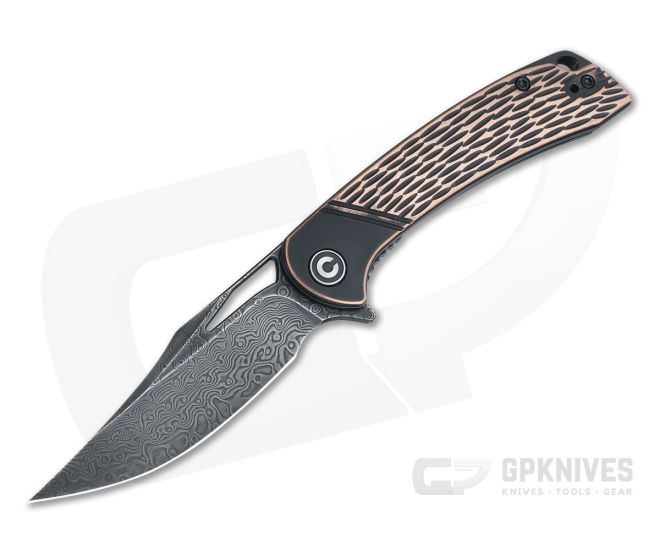 CIVIVI Dogma Black Polished Copper Black Hand Rubbed Damascus Liner Lock Flipper C2005DS-2 - CV-C2005DS-2