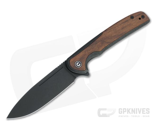 CIVIVI Voltaic Flipper Black Stonewashed 14C28N Cuibourtia Wood Inlaid Frame Lock Folder C20060-1 - CV-C20060-1