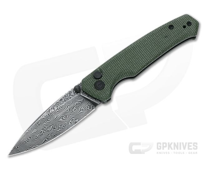 CIVIVI Altus Black Damascus Green Micarta Button Lock Folder C20076-DS1 - CV-C20076-DS1