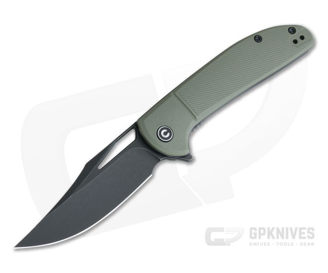 CIVIVI Ortis Black Stonewashed 9Cr18MoV Clip Point OD Green FRN Liner Lock Flipper C2013C - CV-C2013C