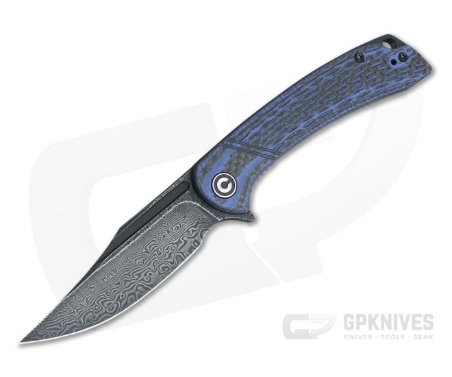 CIVIVI Dogma Blue G10 Carbon Fiber Black Hand Rubbed Damascus Liner Lock Flipper C2014DS-2 - CV-C2014DS-2