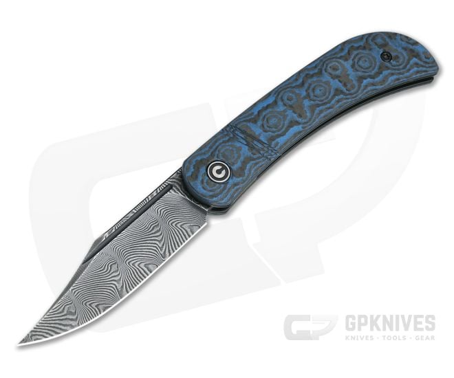 CIVIVI Appalachian Drifter C2015DS-2 Blue Rose Carbon Fiber G10 Damascus Slip Joint Flipper - CV-C2015DS-2