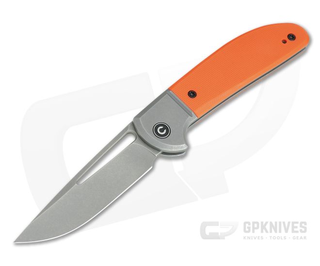 CIVIVI Trailblazer C2018A Stonewashed 14c28n Bolstered Orange G10 Slip Joint Folder - CV-C2018A