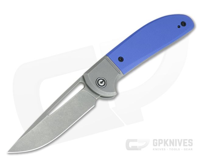 CIVIVI Trailblazer C2018B Stonewashed 14c28n Bolstered Blue G10 Slip Joint Folder - CV-C2018B