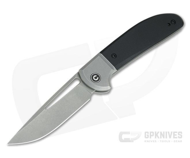 CIVIVI Trailblazer C2018C Stonewashed 14c28n Bolstered Black G10 Slip Joint Folder - CV-C2018C