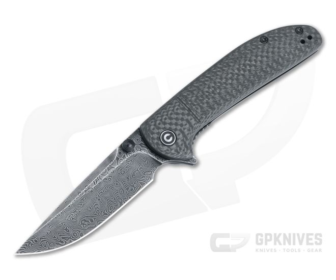 CIVIVI Badlands Vagabond Damascus Spear Point Carbon Fiber Liner Lock Flipper C2019DS-1 - CV-C2019DS-1