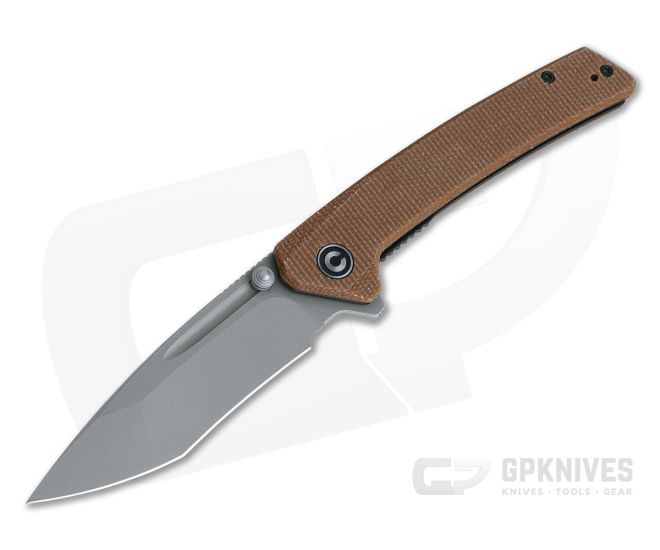 CIVIVI Keen Nadder Gray Stonewashed N690 Brown Micarta Liner Lock Flipper C2021B - CV-C2021B