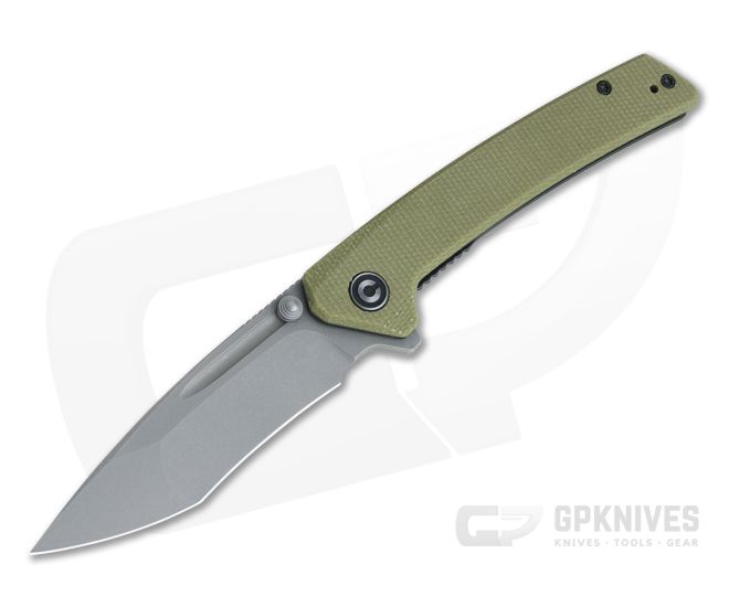 CIVIVI Keen Nadder Gray Stonewashed N690 Olive Micarta Liner Lock Flipper C2021C - CV-C2021C