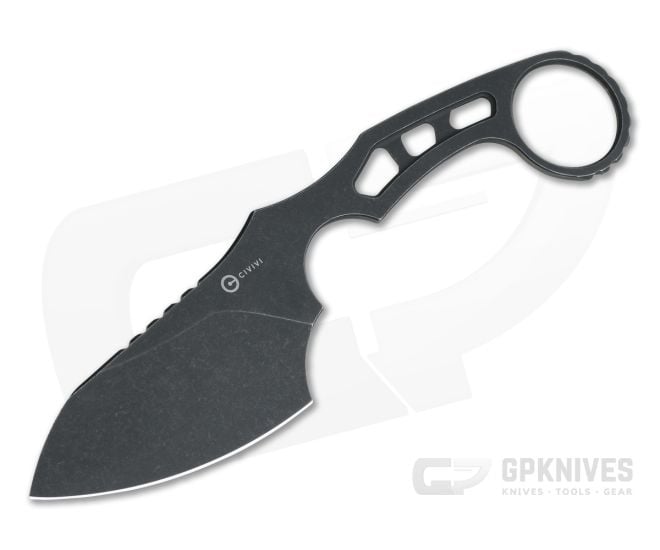 CIVIVI Planck Black Stonewashed D2 Maciej Torbé Fixed Blade Neck Knife C2022B - CV-C2022B