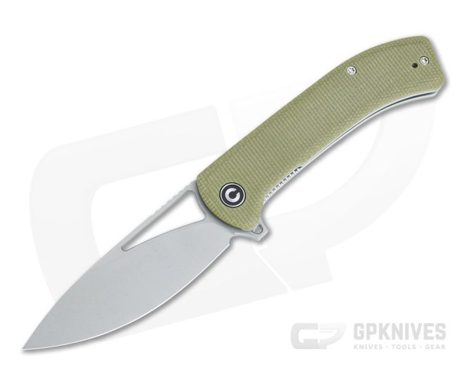 CIVIVI Riffle Gray Stonewashed 14c28n Olive Micarta Liner Lock Flipper C2024B - CV-C2024B