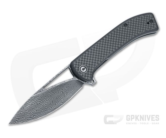 CIVIVI Riffle Black Hand Rubbed Damascus Carbon Fiber/G10 Liner Lock Flipper C2024DS-1 - CV-C2024DS-1