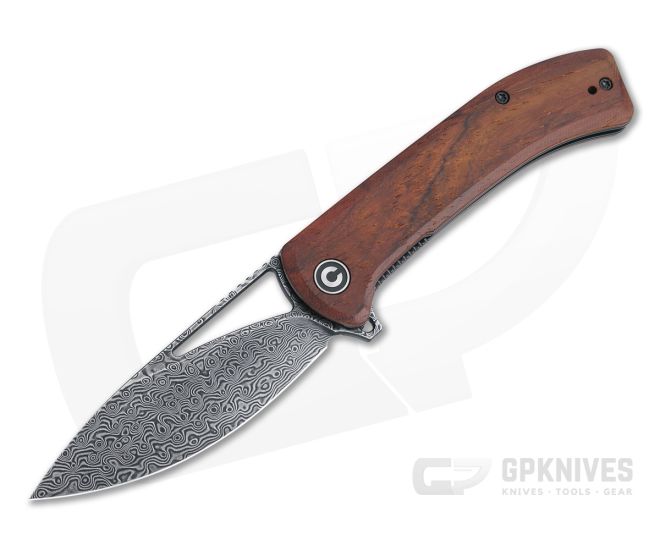 CIVIVI Riffle Black Hand Rubbed Damascus Sandalwood Liner Lock Flipper C2024DS-2 - CV-C2024DS-2