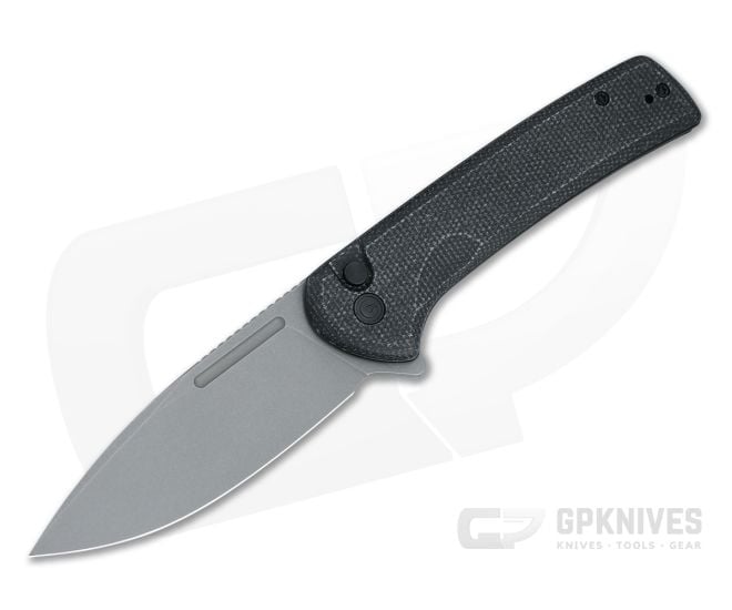 CIVIVI Conspirator Gray Stonewashed Nitro-V Black Micarta Button Lock Flipper C21006-1 - CV-C21006-1