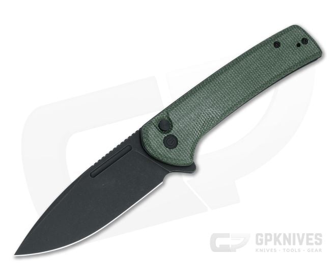 CIVIVI Conspirator Black Stonewashed Nitro-V Green Micarta Button Lock Flipper C21006-2 - CV-C21006-2