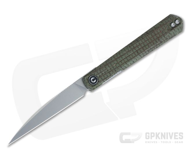 CIVIVI x Ostap Hel Clavi Front Flipper Blasted Nitro-V Green Burlap Micarta Folder C21019-3 - CV-C21019-3