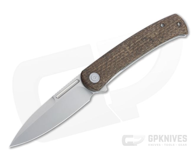 CIVIVI Cetos Flipper Blasted 14C28N Brown Burlap Micarta Frame Lock Folder C21025B-1 - CV-C21025B-1