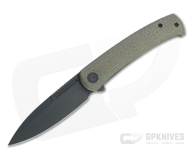 CIVIVI Cetos Flipper Black Stonewashed 14C28N Green Burlap Micarta Frame Lock Folder C21025B-3 - CV-C21025B-3
