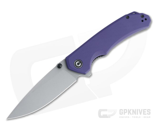 CIVIVI Brazen Drop Point Purple G10 Stonewashed 14c28n Liner Lock Flipper C2102A - CV-C2102A