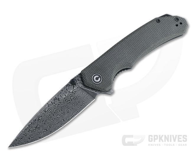 CIVIVI Brazen Drop Point Dark Green Micarta Black Damascus Liner Lock Flipper C2102DS-3 - CV-C2102DS-3