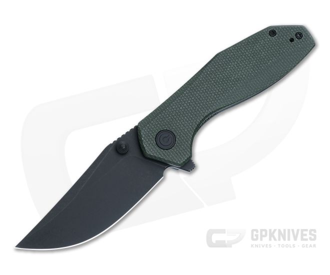 CIVIVI Odd 22 Flipper Black Stonewash 14C28N Green Micarta Liner Lock Folder C21032-2 - CV-C21032-2