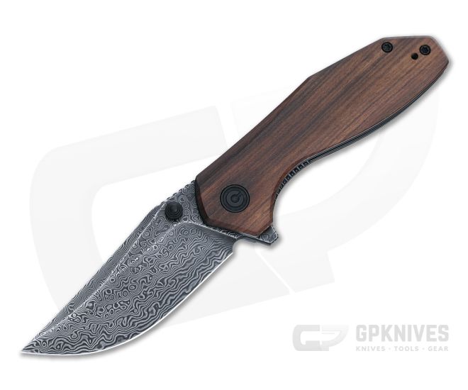 CIVIVI Odd 22 Flipper Black Damascus Cuibourtia Wood Liner Lock Folder C21032-DS1 - CV-C21032-DS1