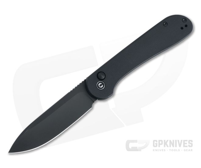 CIVIVI Button Lock Elementum Black Stonewashed 14c28n Black G10 Folder C2103A - CV-C2103A