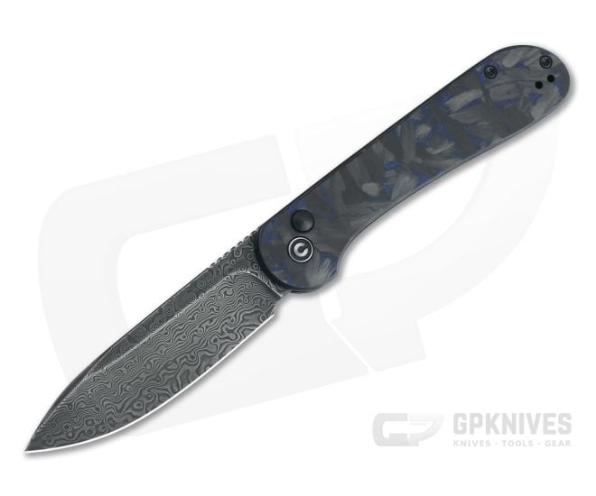 CIVIVI Button Lock Elementum Black Damascus Blue/Black Carbon Fiber Folder C2103DS-1 - CV-C2103DS-1