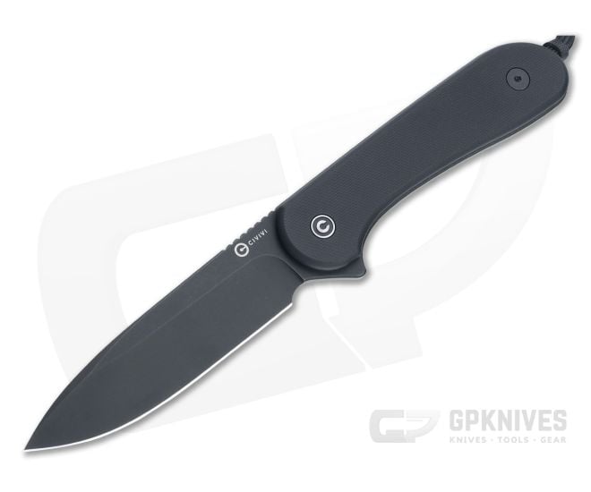 CIVIVI Fixed Blade Elementum Black Stonewashed D2 Flat Black G10 Knife C2105A - CV-C2105A