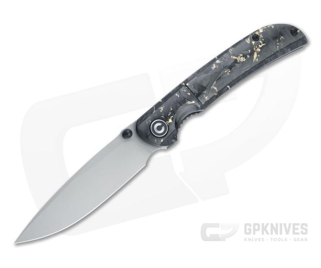 CIVIVI Imperium Stonewashed Nitro-V Golden Shred Carbon Fiber Resin Front Flipper C2106A - CV-C2106A
