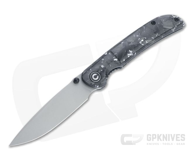 CIVIVI Imperium Stonewashed Nitro-V Silvery Shred Carbon Fiber Resin Front Flipper C2106B - CV-C2106B