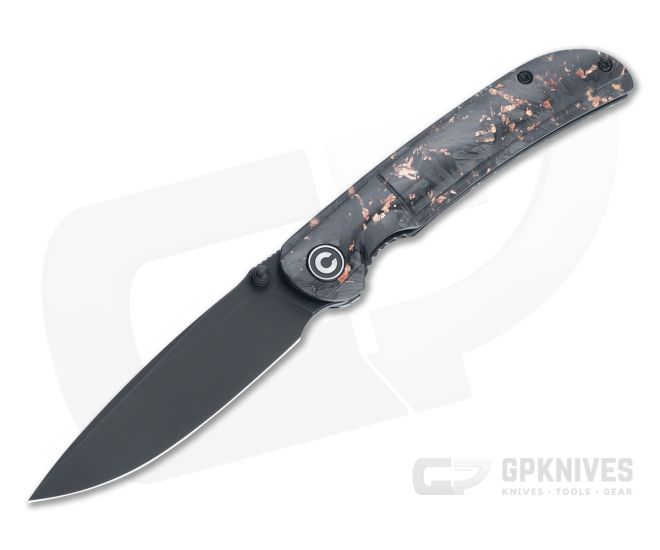 CIVIVI Imperium Black Stonewashed Nitro-V Copper Shred Carbon Fiber Resin Front Flipper C2106C - CV-C2106C