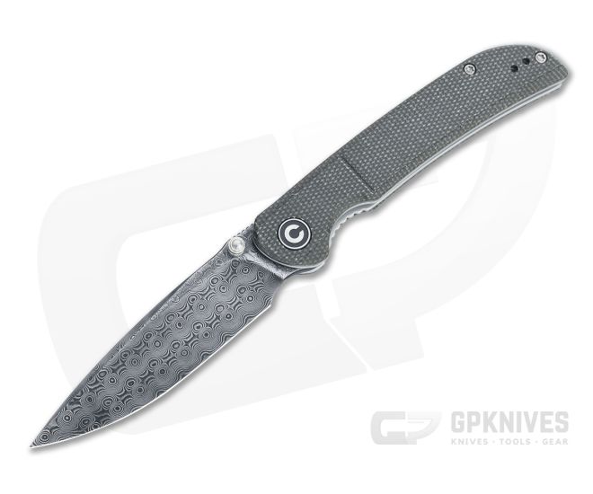 CIVIVI Imperium Black Hand Rubbed Damascus Dark Green Micarta Front Flipper C2107DS-3 - CV-C2107DS-3