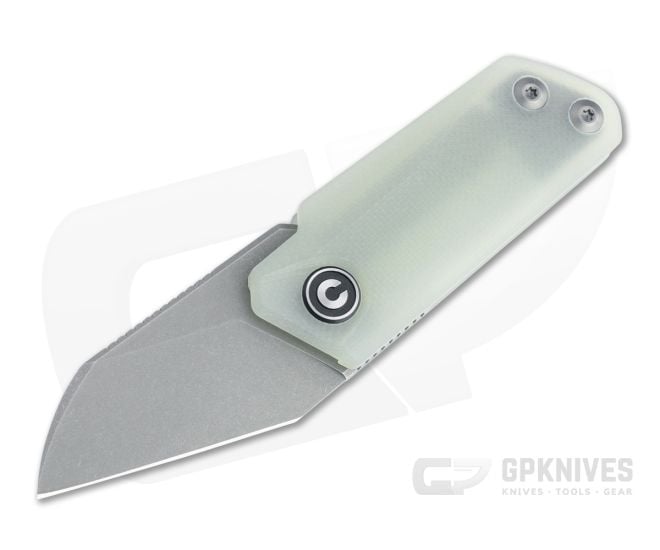 CIVIVI Ki-V Ostap Hel Gray Stonewashed 9Cr18MoV Jade G10 Slip Joint Top Flipper C2108A - CV-C2108A