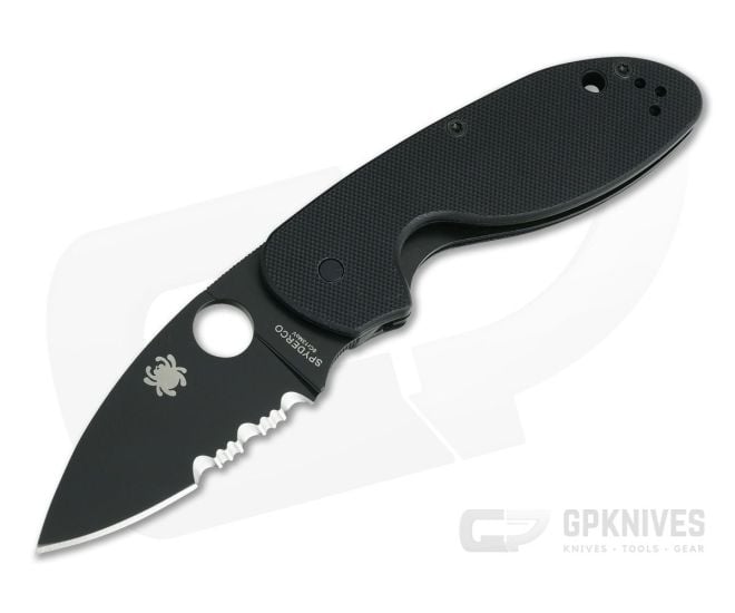 Spyderco Efficient Black G10 Black Serrated Blade C216GPSBBK - SP-C216GPSBBK