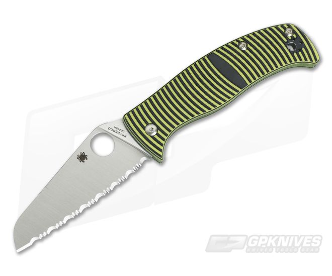 Spyderco Caribbean Salt Sheepfoot Serrated LC200N Compression Lock Folder C217GSSF - SP-C217GSSF