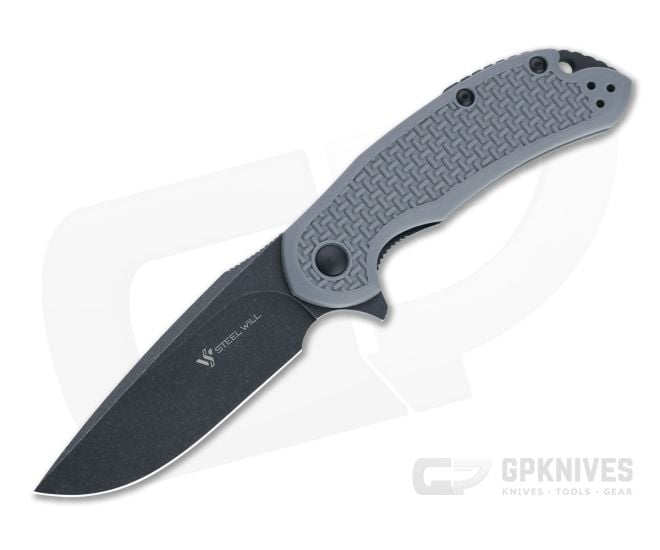 Steel Will Cutjack Black Stonewashed D2 Gray FRN Liner Lock Flipper C22-1GB - SW-C22-1GB